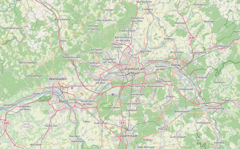 Karte: Frankfurt am Main und Umgebung
